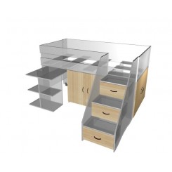 Spacesaver with drawers - double mattress size & optional 2 tone colour